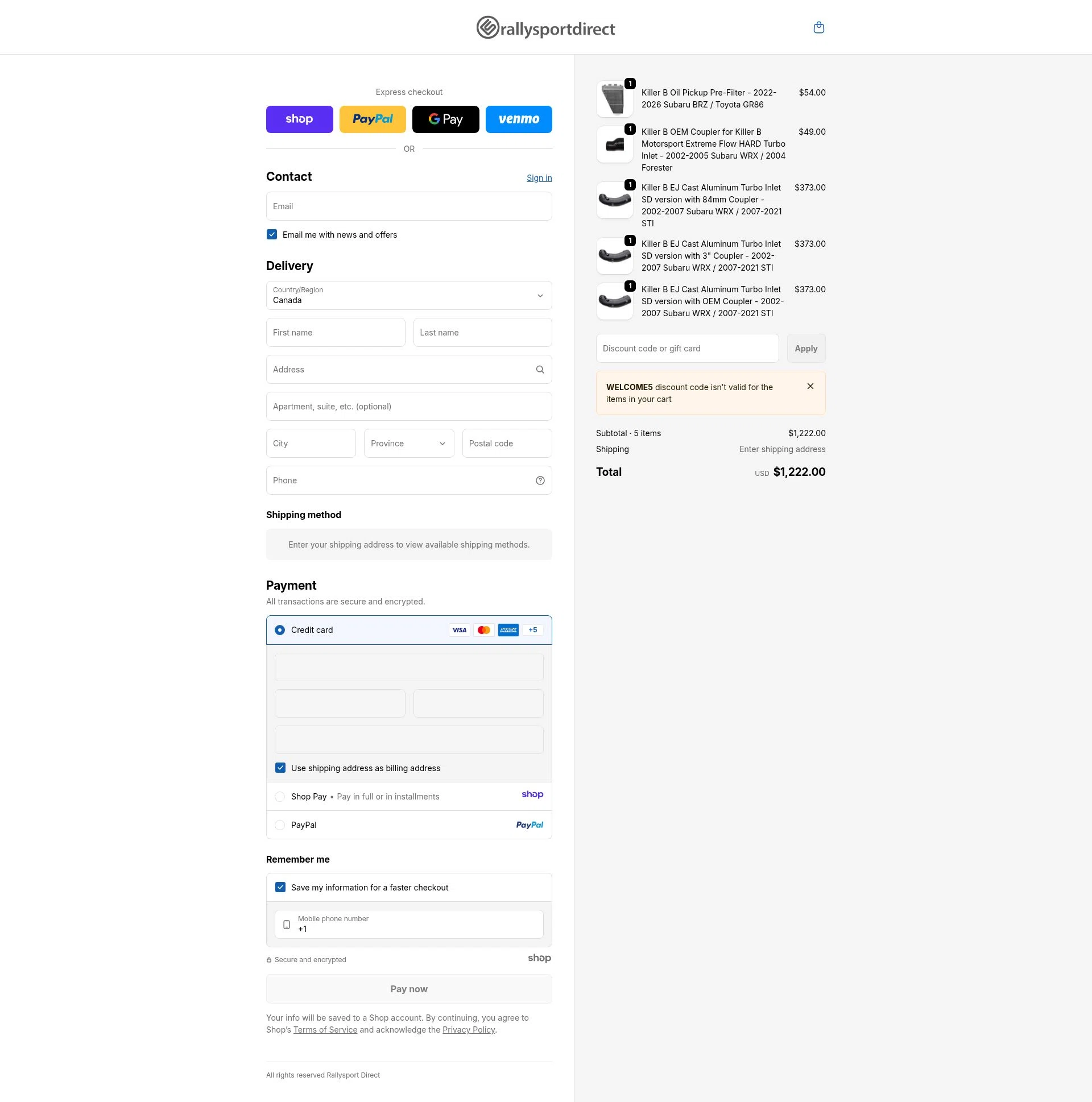 RallySport Direct checkout page showing RallySport Direct discount code box | Screenshot taken by SimplyCodes community member on Dec 28, 2025