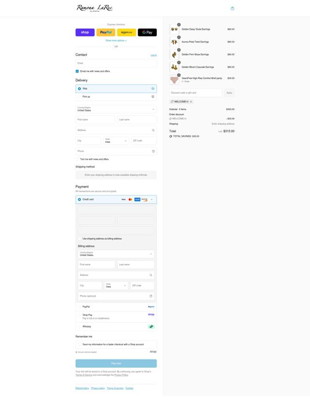 Ramona LaRue checkout page showing Ramona LaRue coupon code box | Screenshot taken by SimplyCodes community member on Sep 8, 2025