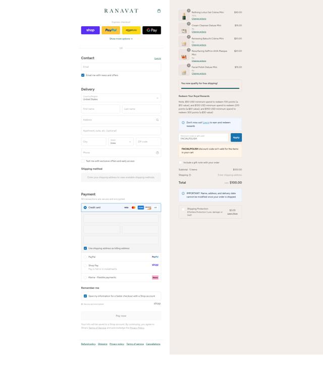 RANAVAT checkout page showing RANAVAT discount code box | Screenshot taken by SimplyCodes community member on Sep 4, 2025