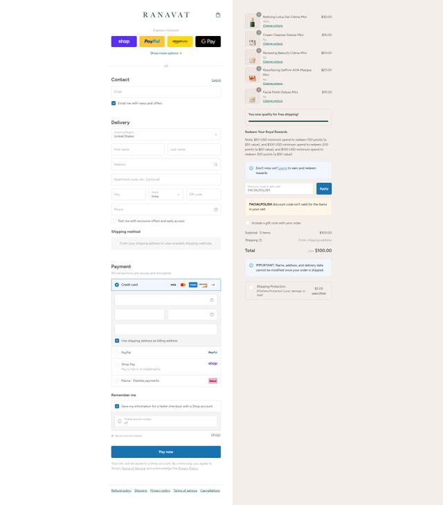 RANAVAT checkout page showing RANAVAT discount code box | Screenshot taken by SimplyCodes community member on Sep 8, 2025