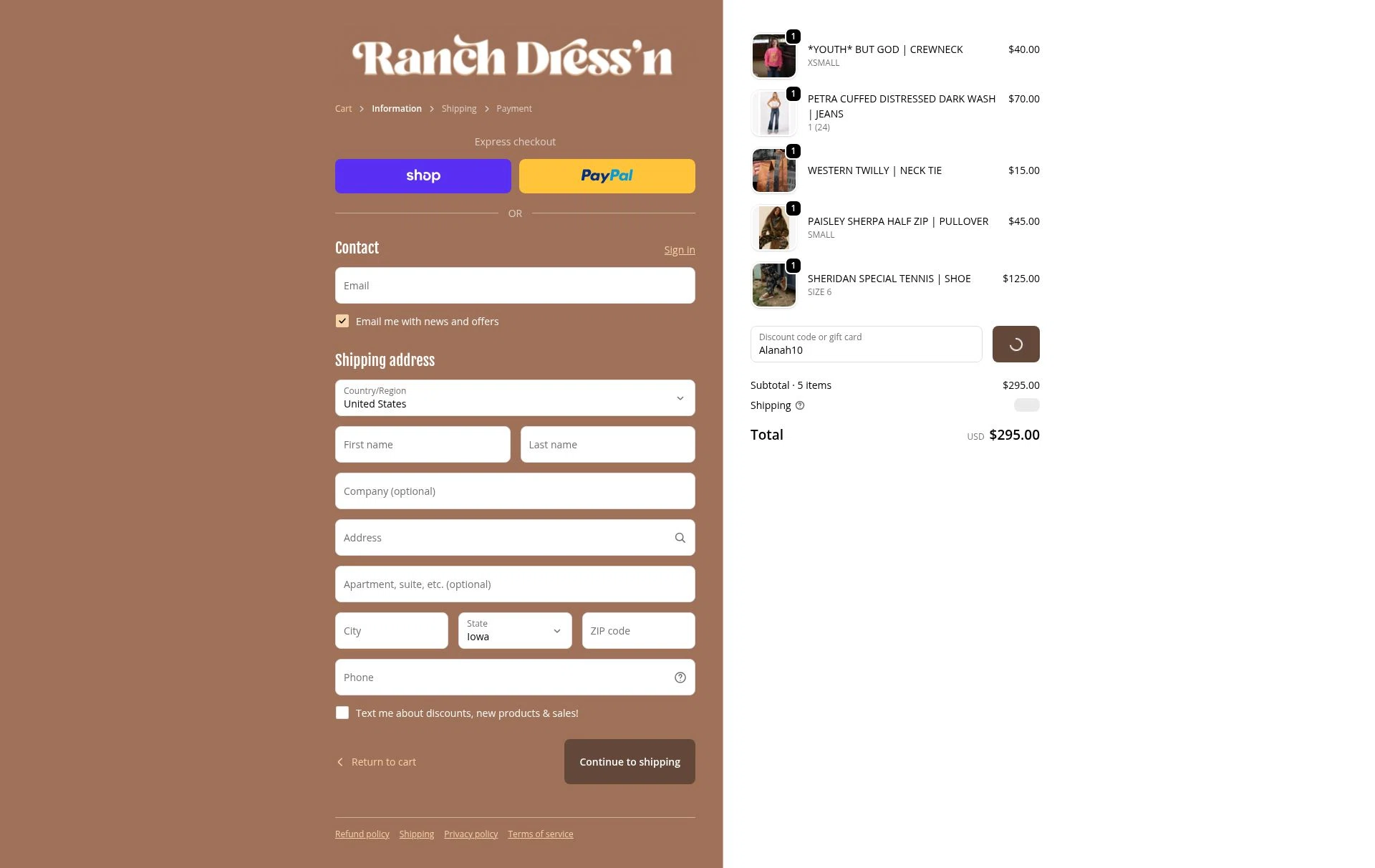Ranch Dress'n checkout page showing Ranch Dress'n coupon code box | Screenshot taken by SimplyCodes community member on Feb 18, 2026