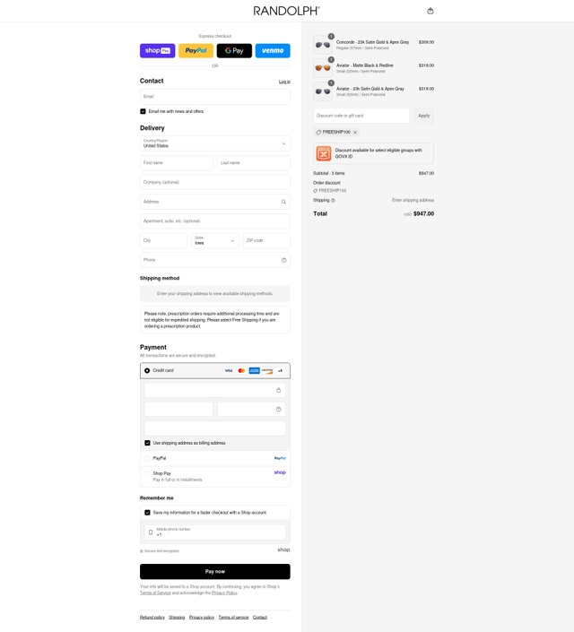 Randolph Engineering checkout page showing Randolph Engineering discount code box | Screenshot taken by SimplyCodes community member on Aug 28, 2025