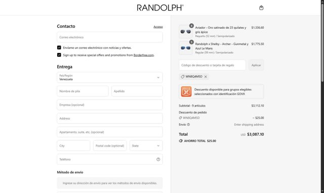 Randolph Engineering checkout page showing Randolph Engineering discount code box | Screenshot taken by SimplyCodes community member on Sep 3, 2025