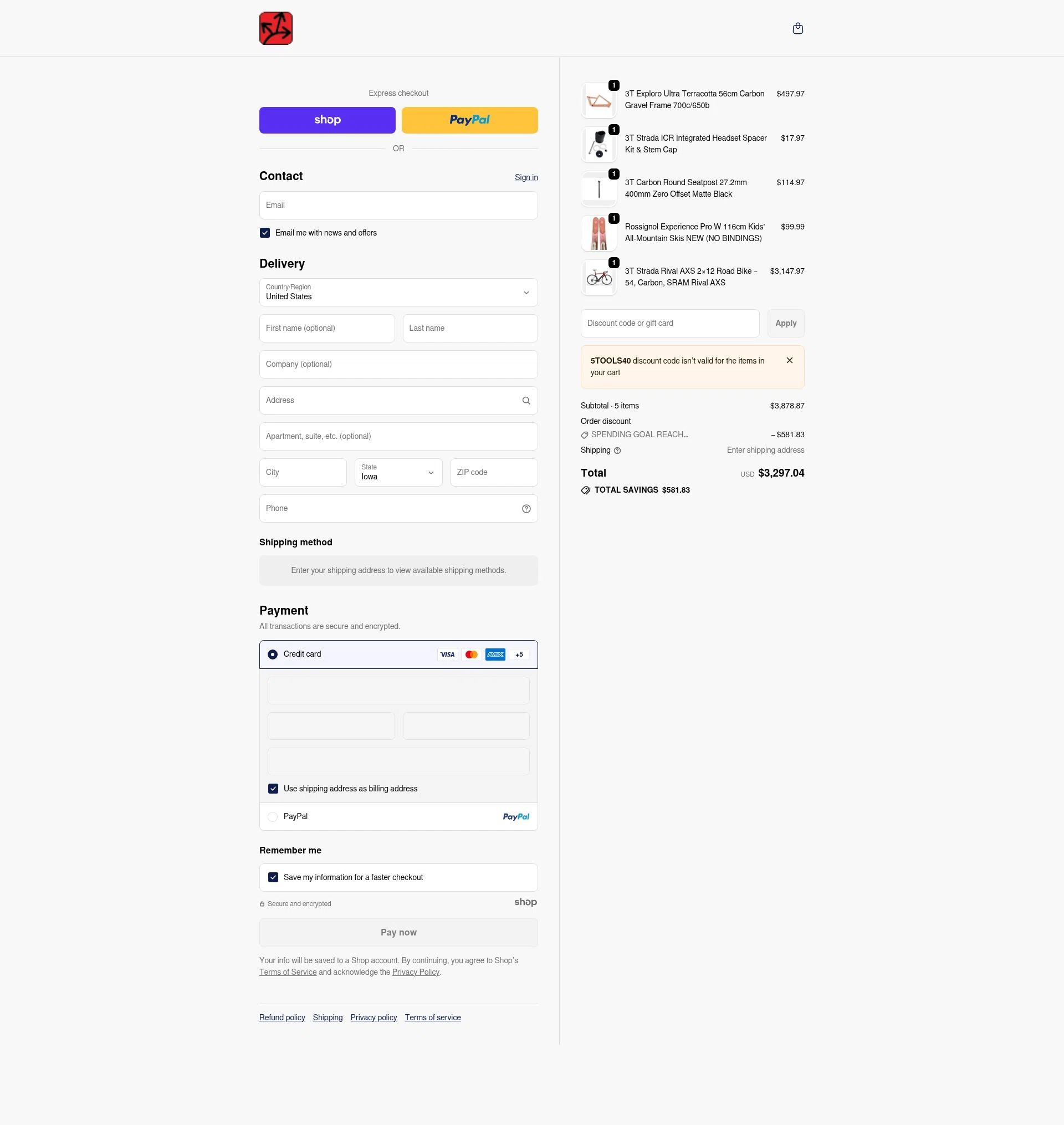 Random Bike Parts checkout page showing Random Bike Parts promo code box | Screenshot taken by SimplyCodes community member on Dec 26, 2025