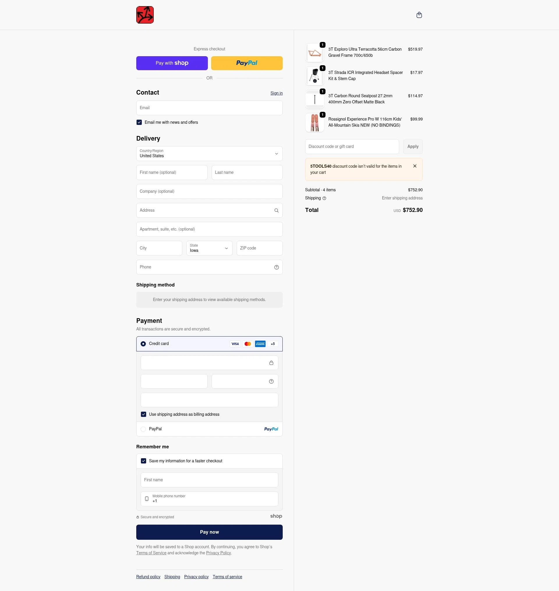 Random Bike Parts checkout page showing Random Bike Parts promo code box | Screenshot taken by SimplyCodes community member on Jan 10, 2026