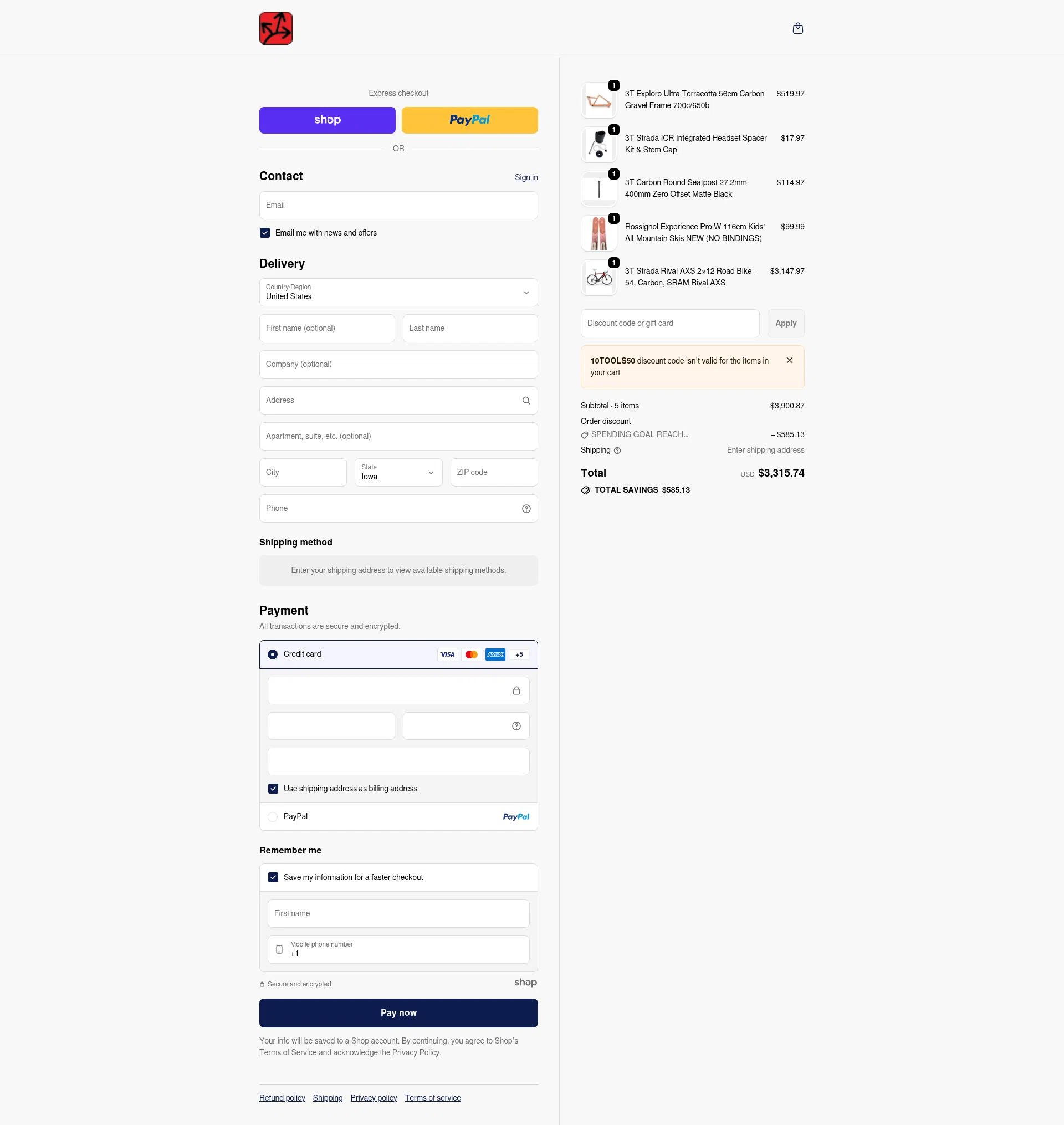 Random Bike Parts checkout page showing Random Bike Parts promo code box | Screenshot taken by SimplyCodes community member on Dec 31, 2025