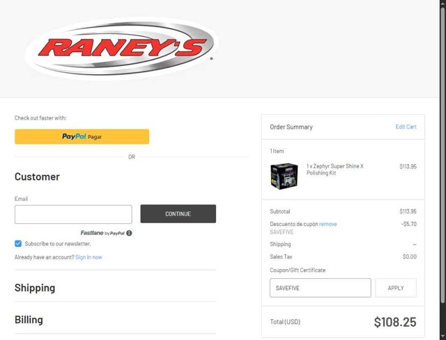 Raneys Truck Parts checkout page showing Raneys Truck Parts promo code box | Screenshot taken by SimplyCodes community member on Aug 23, 2025