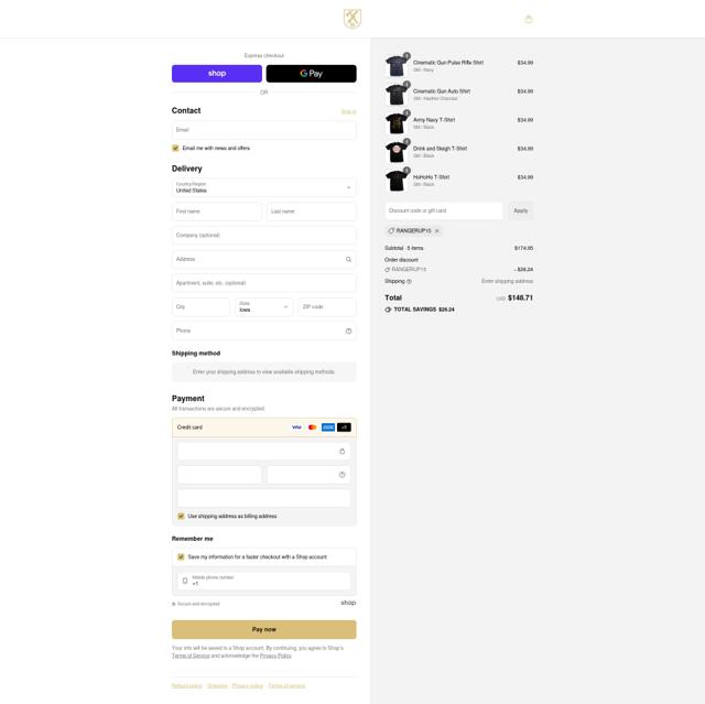 Ranger Up checkout page showing Ranger Up promo code box | Screenshot taken by SimplyCodes community member on Sep 14, 2025