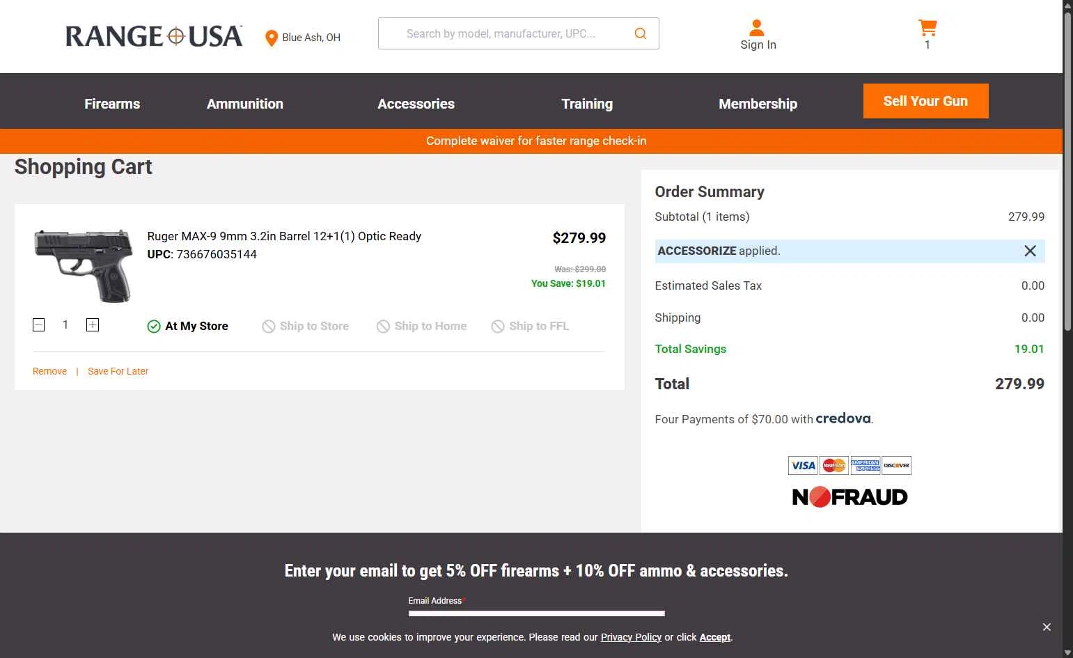 Range USA checkout page showing Range USA promo code box | Screenshot taken by SimplyCodes community member on Feb 11, 2026