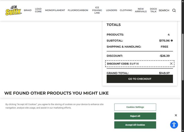 Rapala checkout page showing Rapala discount code box | Screenshot taken by SimplyCodes community member on Aug 7, 2025