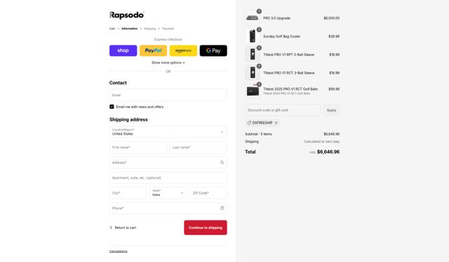 Rapsodo checkout page showing Rapsodo discount code box | Screenshot taken by SimplyCodes community member on Sep 12, 2025
