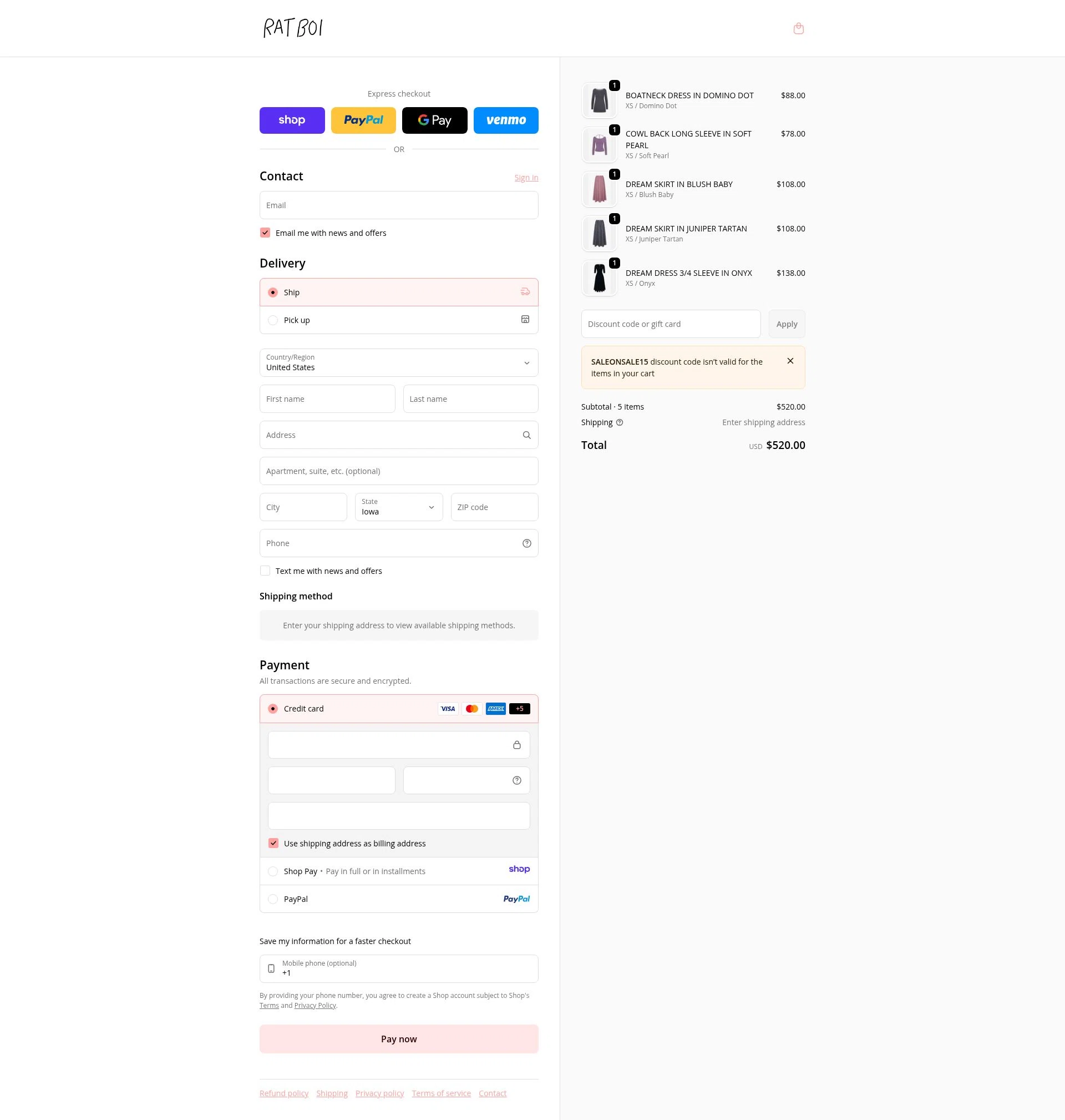 RAT BOI checkout page showing RAT BOI discount code box | Screenshot taken by SimplyCodes community member on Jan 16, 2026