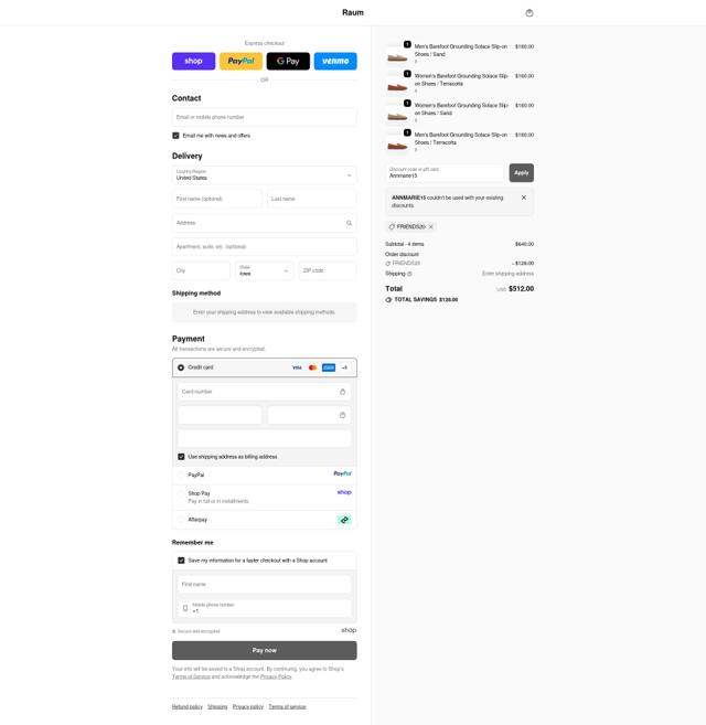 Raum Goods checkout page showing Raum Goods promo code box | Screenshot taken by SimplyCodes community member on Oct 3, 2025