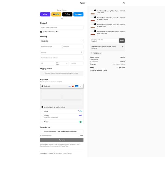 Raum Goods checkout page showing Raum Goods promo code box | Screenshot taken by SimplyCodes community member on Oct 3, 2025