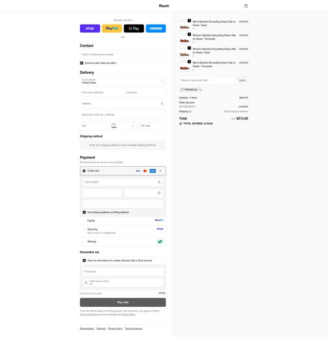 Raum Goods checkout page showing Raum Goods promo code box | Screenshot taken by SimplyCodes community member on Oct 3, 2025