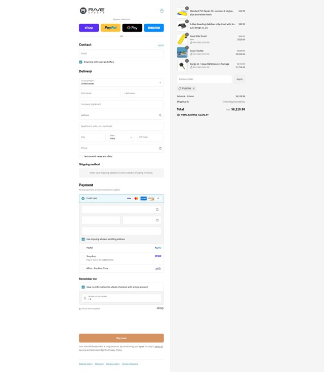 Rave Sports checkout page showing Rave Sports promo code box | Screenshot taken by SimplyCodes community member on Sep 4, 2025