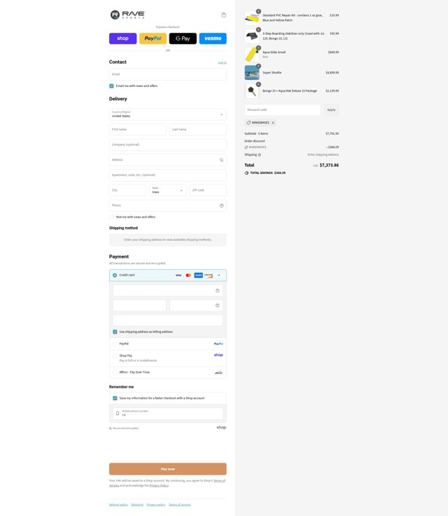 Rave Sports checkout page showing Rave Sports promo code box | Screenshot taken by SimplyCodes community member on Sep 4, 2025
