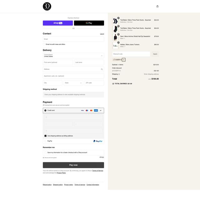 Raw Denim checkout page showing Raw Denim discount code box | Screenshot taken by SimplyCodes community member on Feb 18, 2025