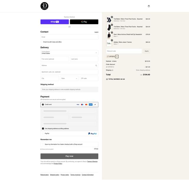 Raw Denim checkout page showing Raw Denim discount code box | Screenshot taken by SimplyCodes community member on Feb 18, 2025