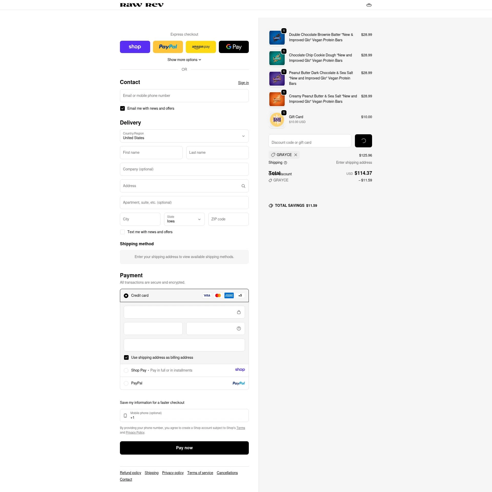 Raw Rev checkout page showing Raw Rev discount code box | Screenshot taken by SimplyCodes community member on Jan 8, 2026