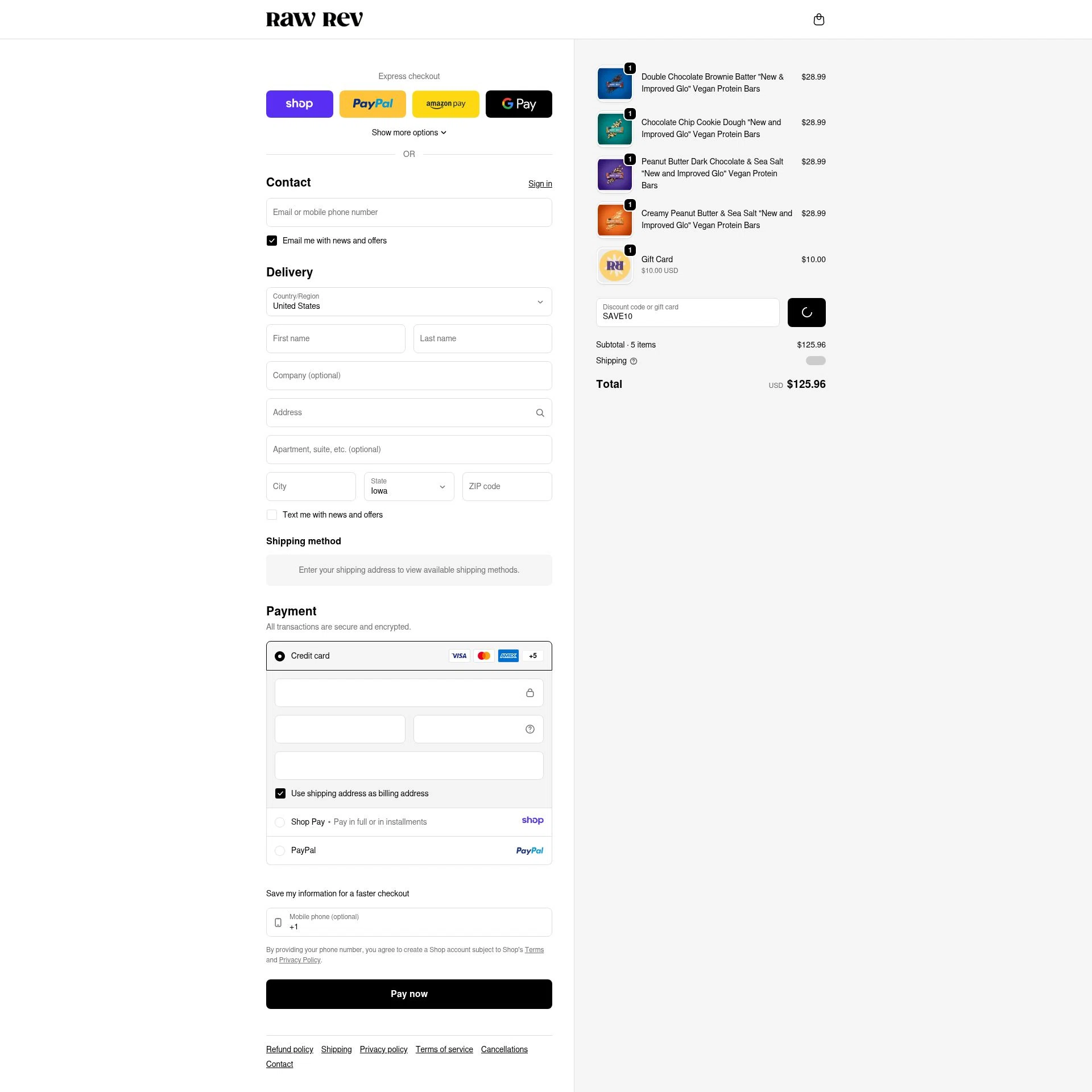 Raw Rev checkout page showing Raw Rev discount code box | Screenshot taken by SimplyCodes community member on Jan 8, 2026