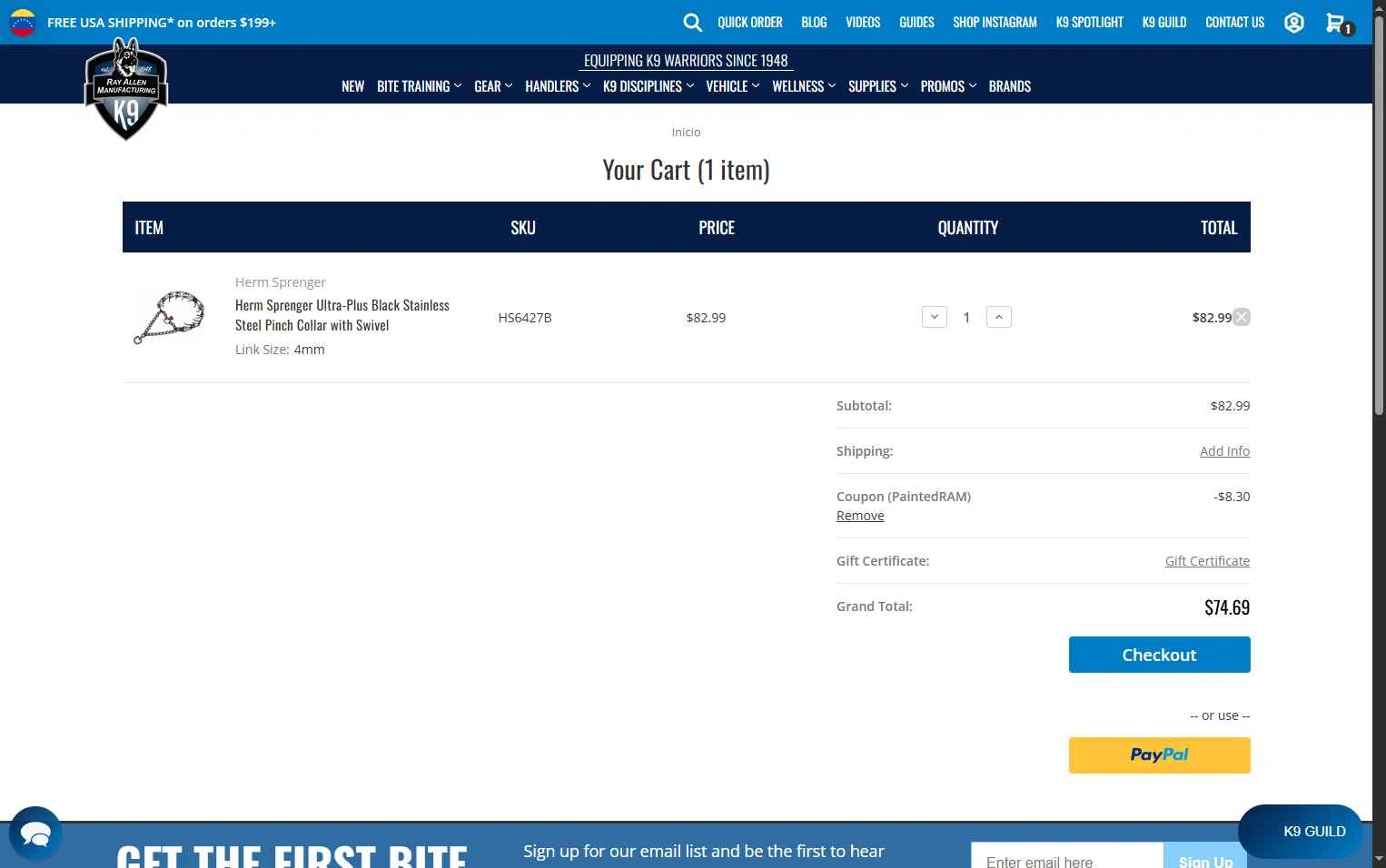 Ray Allen Manufacturing checkout page showing Ray Allen Manufacturing promo code box | Screenshot taken by SimplyCodes community member on Dec 31, 2025