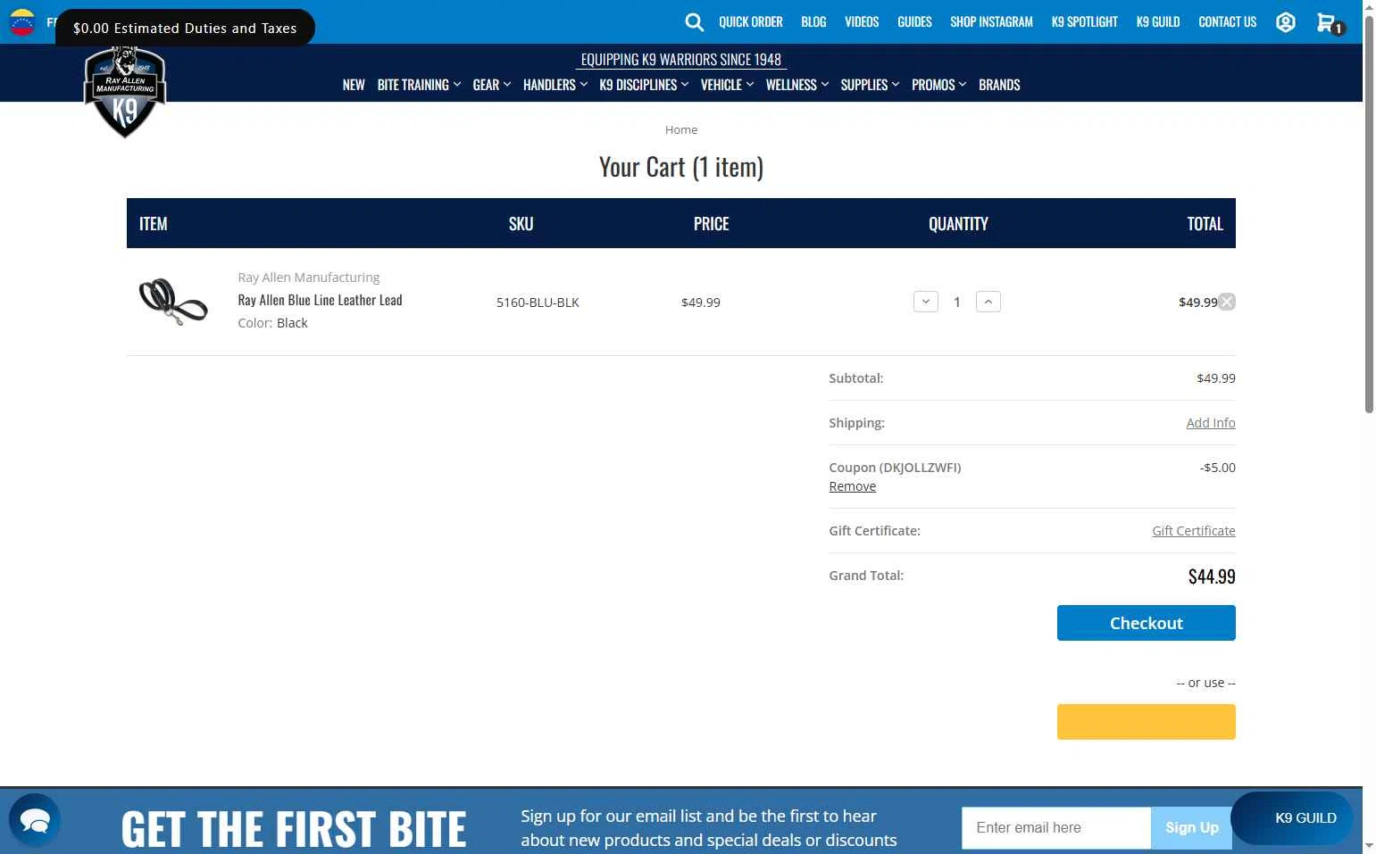 Ray Allen Manufacturing checkout page showing Ray Allen Manufacturing promo code box | Screenshot taken by SimplyCodes community member on Dec 17, 2025