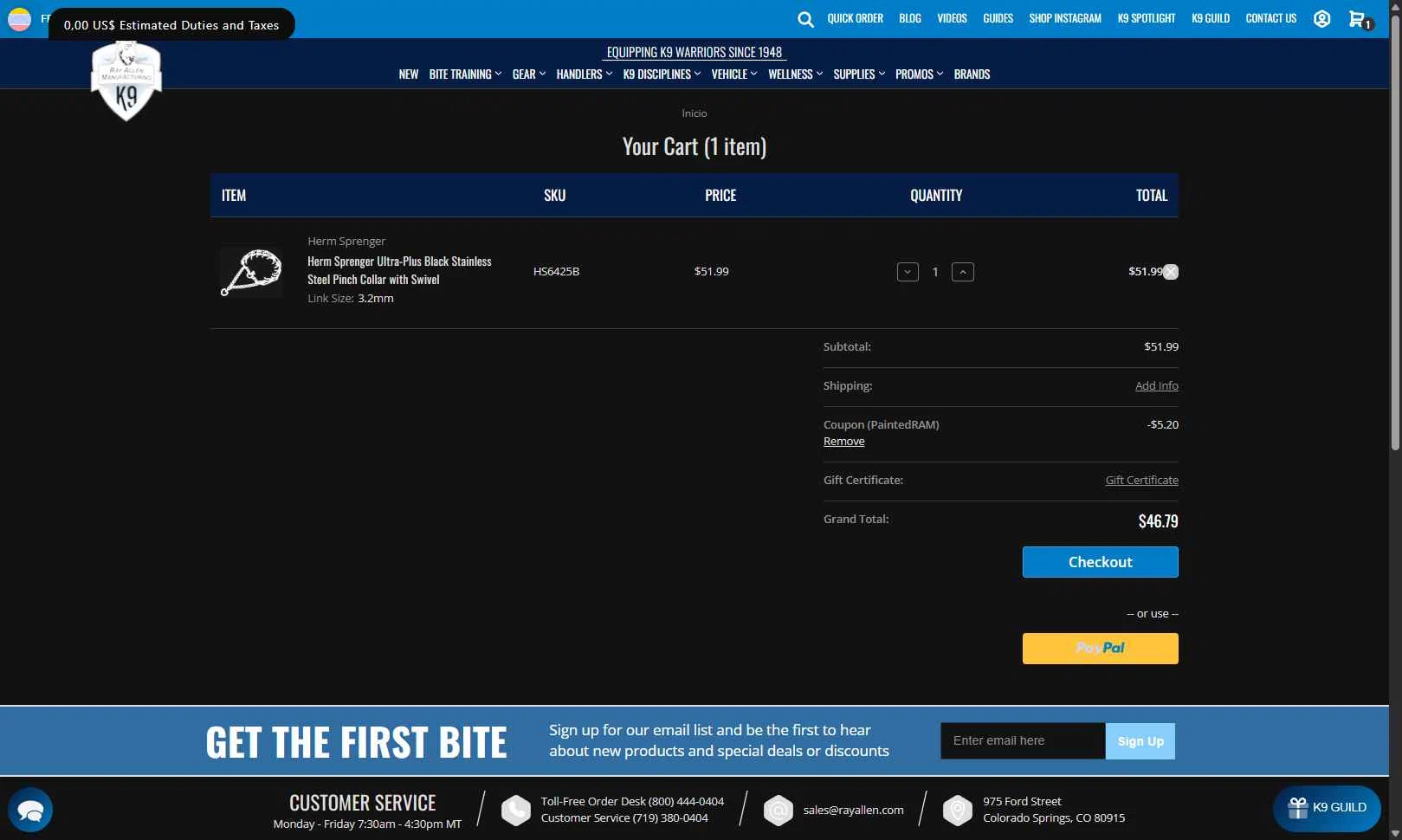 Ray Allen Manufacturing checkout page showing Ray Allen Manufacturing promo code box | Screenshot taken by SimplyCodes community member on Dec 2, 2025