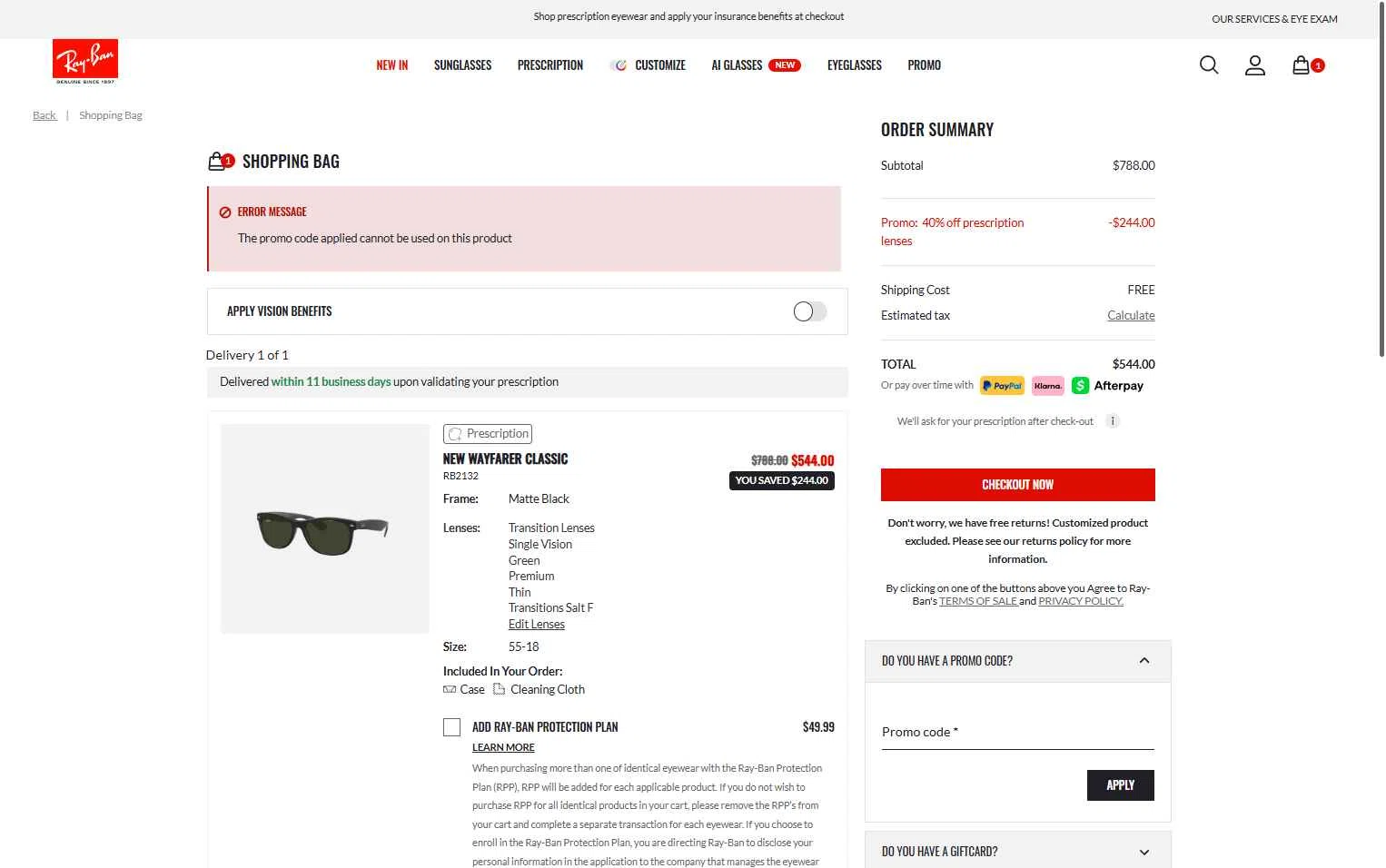 Verification screenshot for 25% Off Sunglasses at Ray-Ban — 35d ago