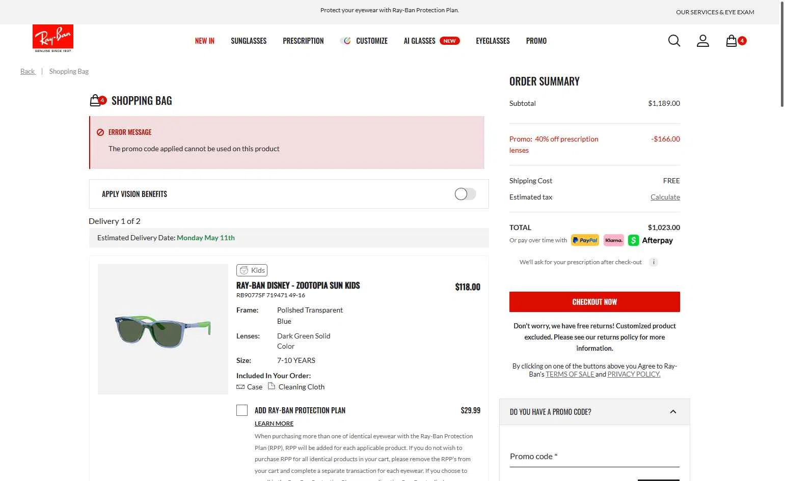 Verification screenshot for 25% Off Sunglasses at Ray-Ban — 35d ago