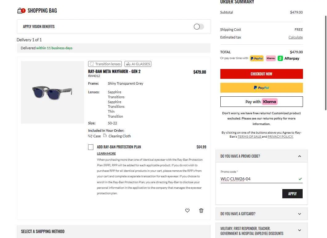 Verification screenshot for 25% Off Sunglasses at Ray-Ban — 35d ago