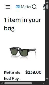 Verification screenshot for 15% Off Select Items at Ray-Ban Meta - 2mo ago