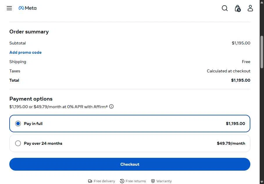 Verification screenshot for 20% Off Select Items at Ray-Ban Meta - 4mo ago