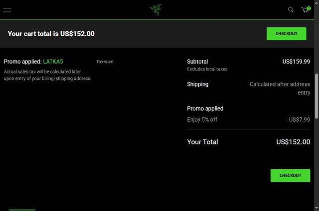 Razer US checkout page showing Razer US promo code box | Screenshot taken by SimplyCodes community member on Sep 1, 2025