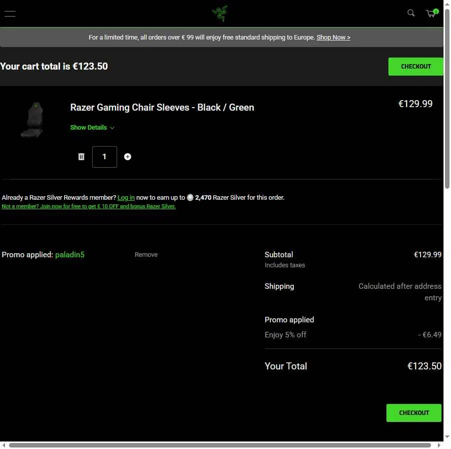 Razer Gold Partner checkout page showing Razer Gold Partner promo code box | Screenshot taken by SimplyCodes community member on Dec 24, 2025