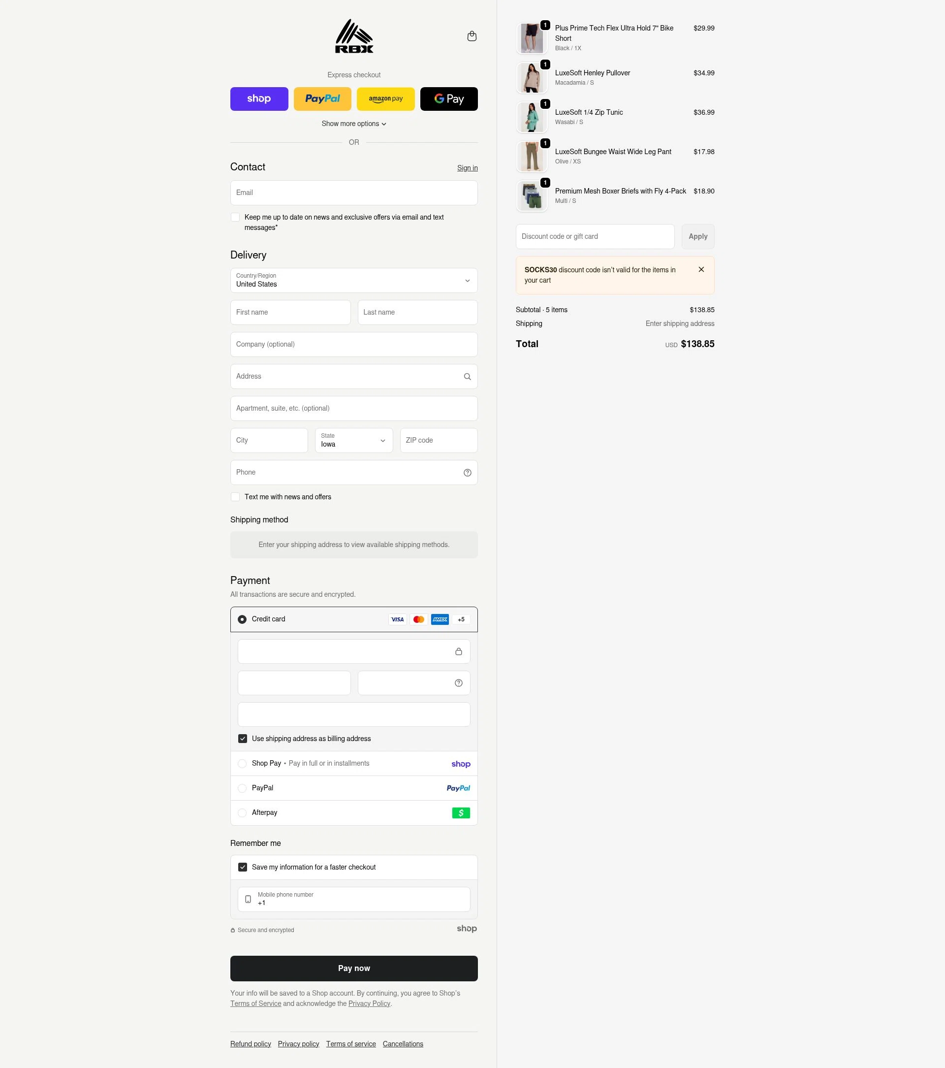 RBX Active checkout page showing RBX Active coupon code box | Screenshot taken by SimplyCodes community member on Jan 27, 2026