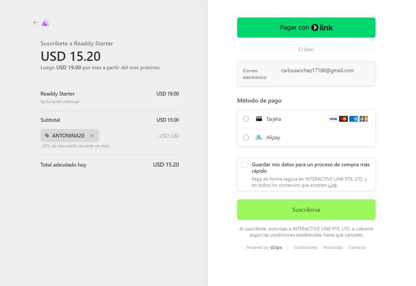 Readdy checkout page showing Readdy promo code box | Screenshot taken by SimplyCodes community member on Nov 3, 2025