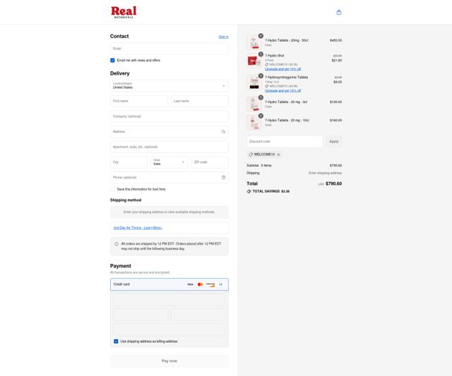 Real Botanicals checkout page showing Real Botanicals promo code box | Screenshot taken by SimplyCodes community member on Sep 10, 2025