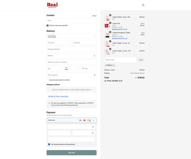 Real Botanicals checkout page showing Real Botanicals promo code box | Screenshot taken by SimplyCodes community member on Sep 10, 2025