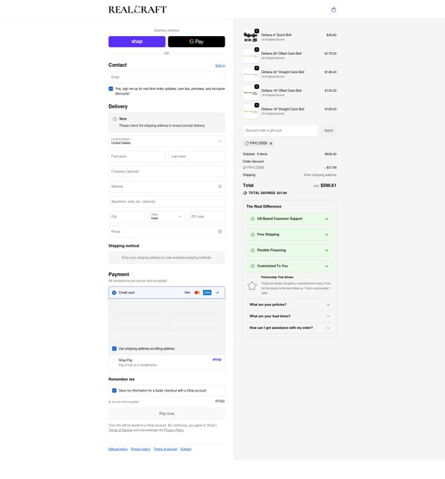 RealCraft checkout page showing RealCraft coupon code box | Screenshot taken by SimplyCodes community member on Sep 21, 2025