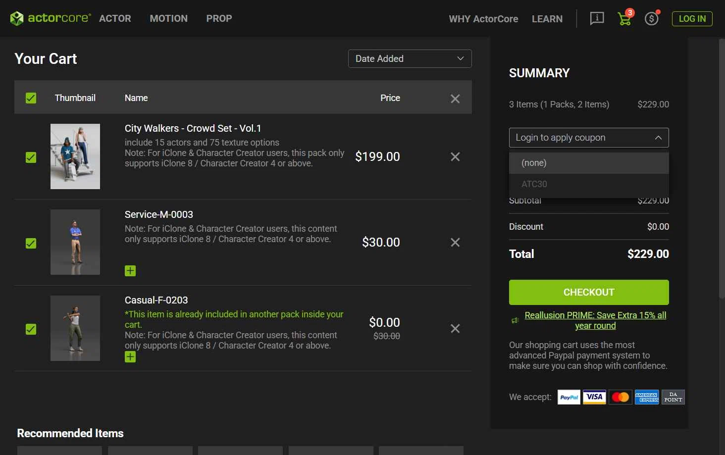 Reallusion checkout page showing Reallusion promo code box | Screenshot taken by SimplyCodes community member on Feb 7, 2026
