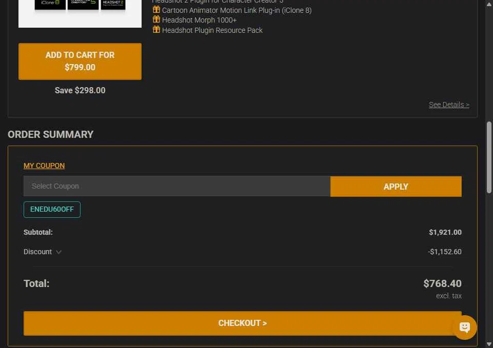 Reallusion checkout page showing Reallusion promo code box | Screenshot taken by SimplyCodes community member on Jan 7, 2026