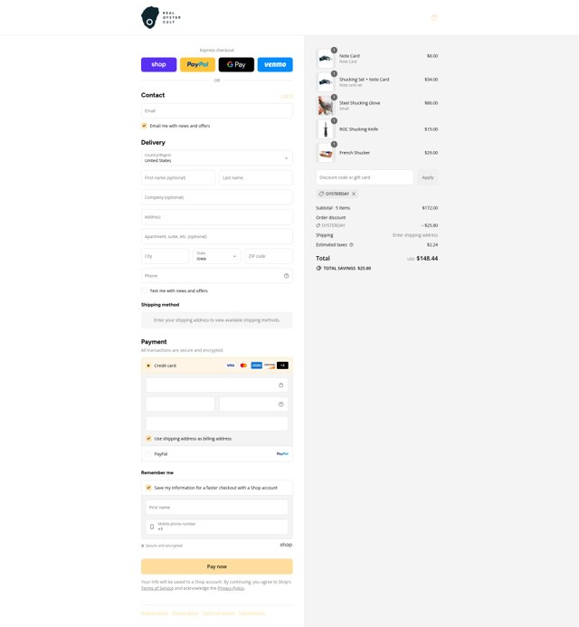 Real Oyster Cult checkout page showing Real Oyster Cult promo code box | Screenshot taken by SimplyCodes community member on Sep 4, 2025