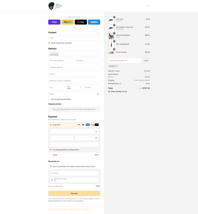 Real Oyster Cult checkout page showing Real Oyster Cult promo code box | Screenshot taken by SimplyCodes community member on Sep 4, 2025