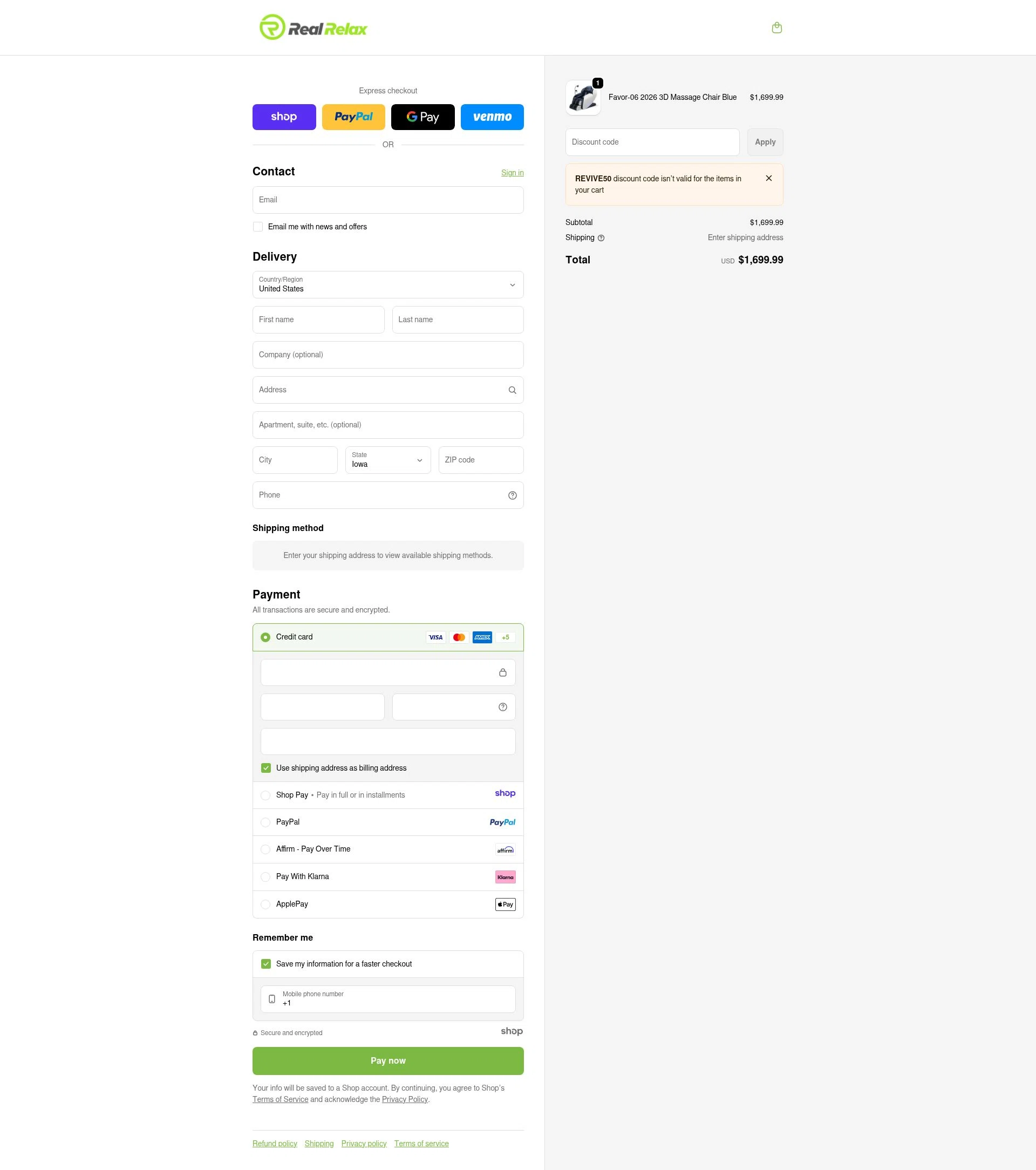 Real Relax checkout page showing Real Relax discount code box | Screenshot taken by SimplyCodes community member on Jan 2, 2026