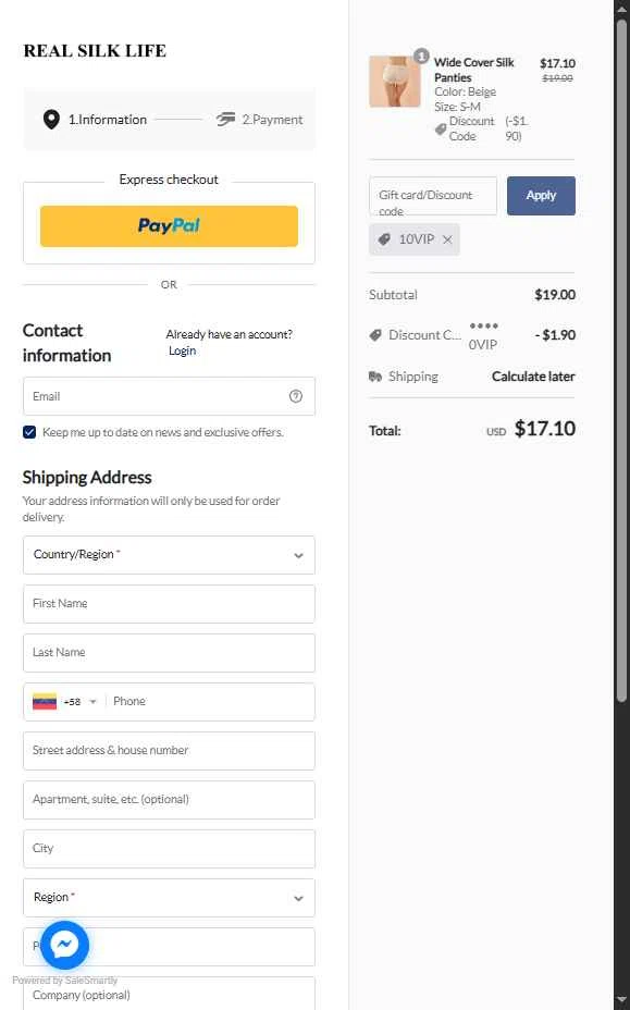 RealSilk Life checkout page showing RealSilk Life promo code box | Screenshot taken by SimplyCodes community member on Jun 16, 2025