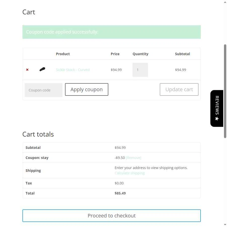 Reap Weaponries checkout page showing Reap Weaponries promo code box | Screenshot taken by SimplyCodes community member on Oct 13, 2025