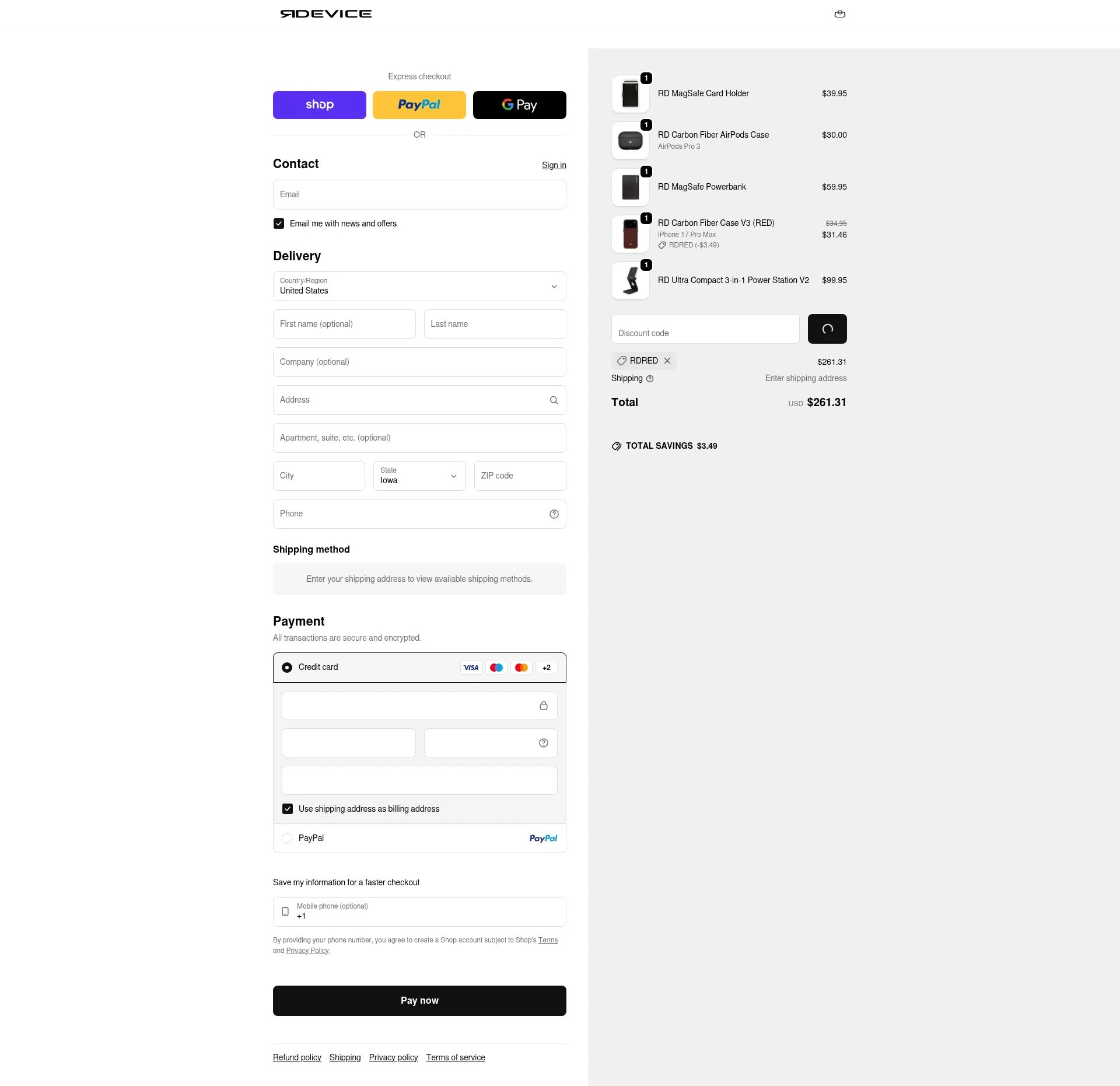 Reborn Device checkout page showing Reborn Device discount code box | Screenshot taken by SimplyCodes community member on Feb 9, 2026