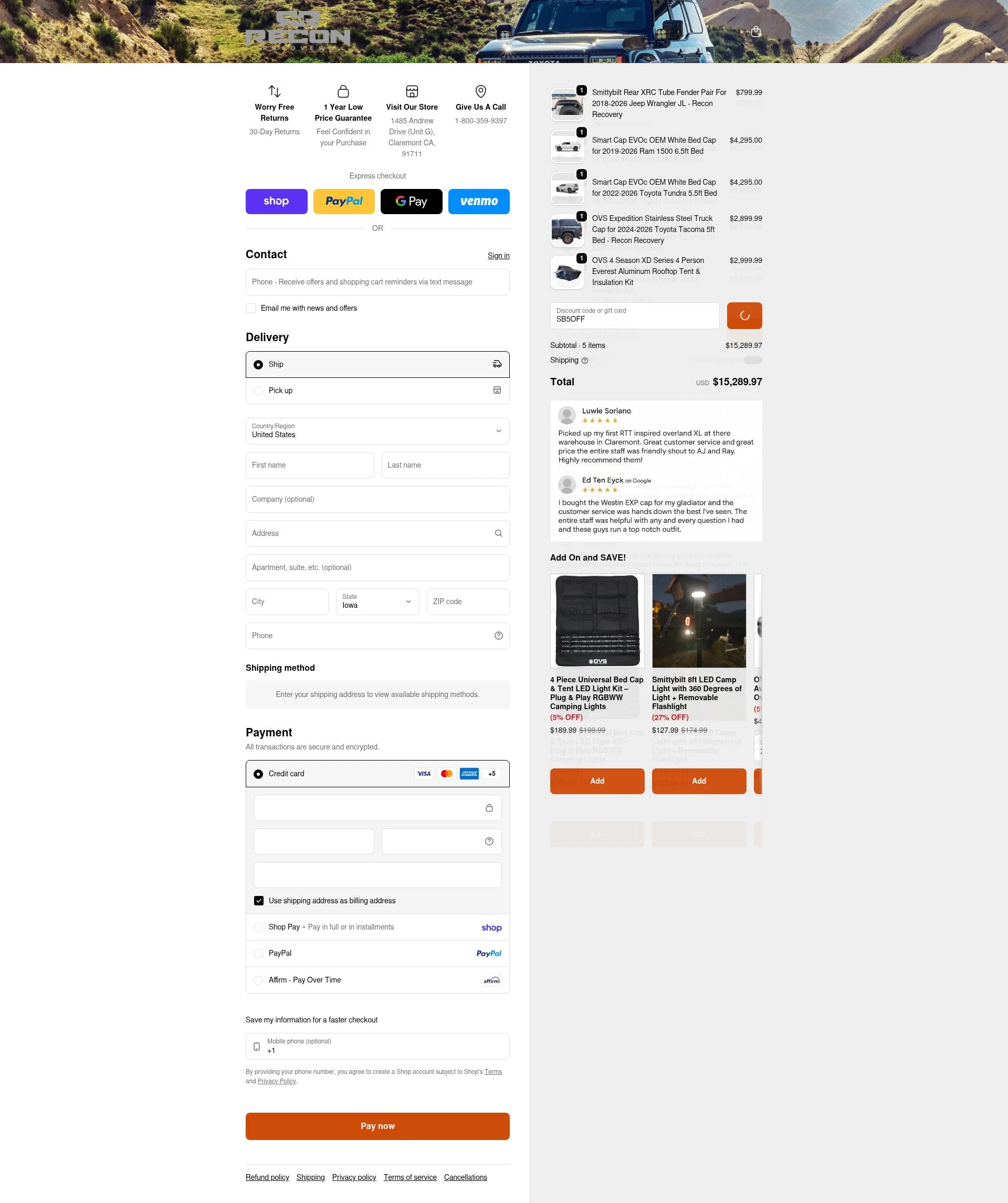 Reconrecovery checkout page showing Reconrecovery promo code box | Screenshot taken by SimplyCodes community member on Feb 13, 2026