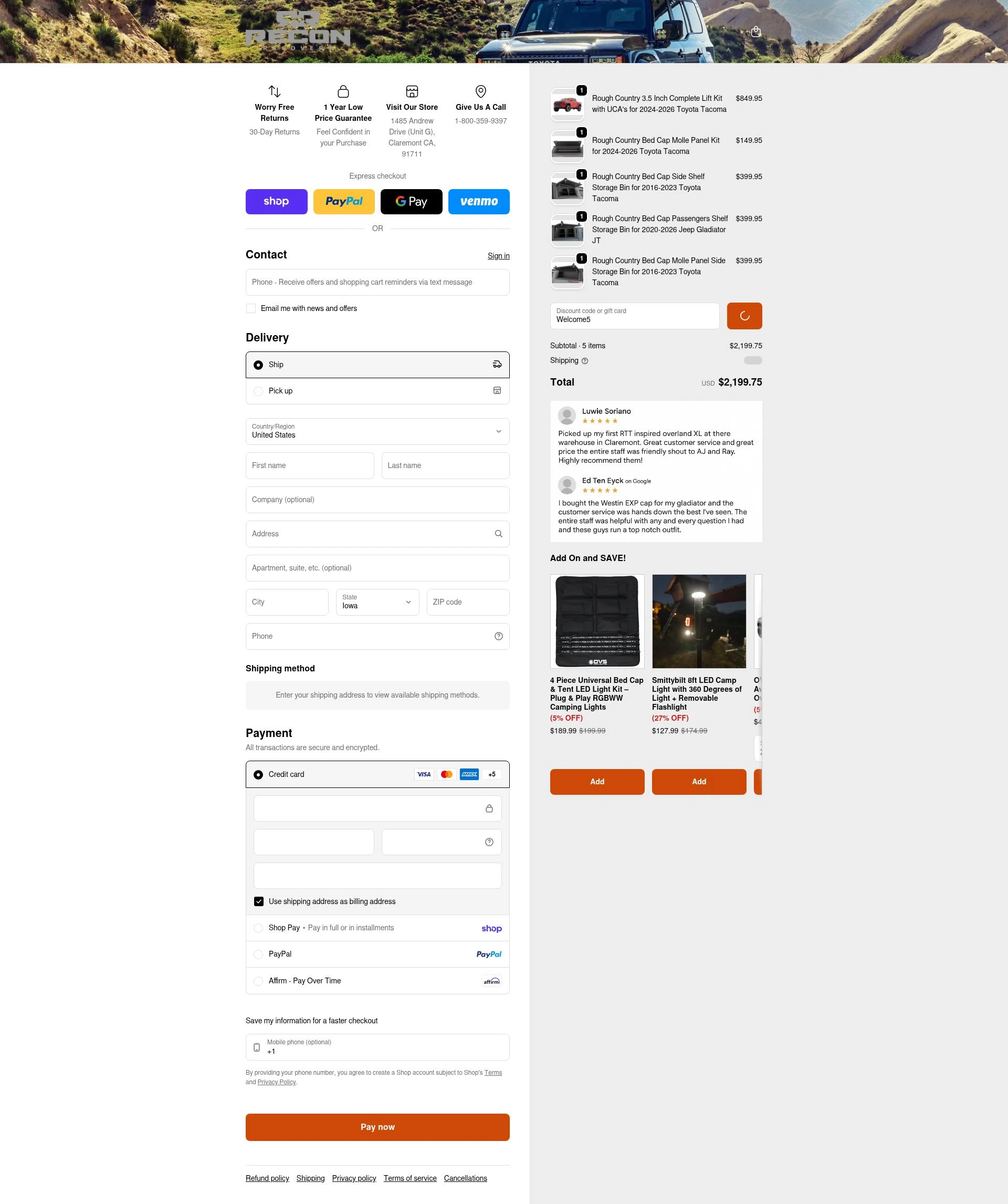 Reconrecovery checkout page showing Reconrecovery promo code box | Screenshot taken by SimplyCodes community member on Feb 17, 2026